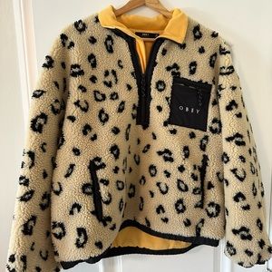 Women’s Obey half zip leopard fleece